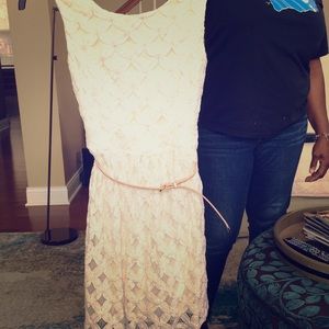 White dress with belt